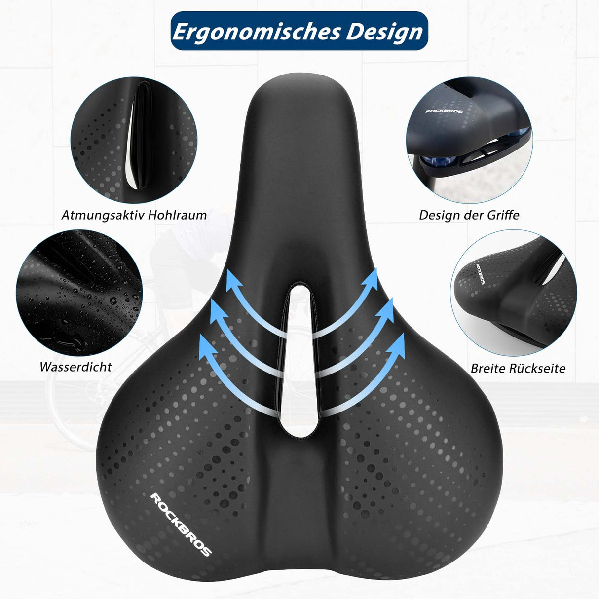 ROCKBROS Fahrradsattel aus Atmungsaktiv hohler Memory Foam - ROCKBROS-EU