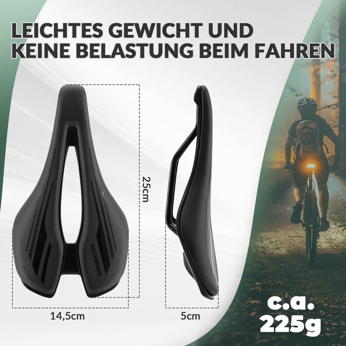 ROCKBROS Fahrradsattel Ergonomisch Fahrradsitz Atmungsaktiver 14,5 * 25cm - ROCKBROS-EU