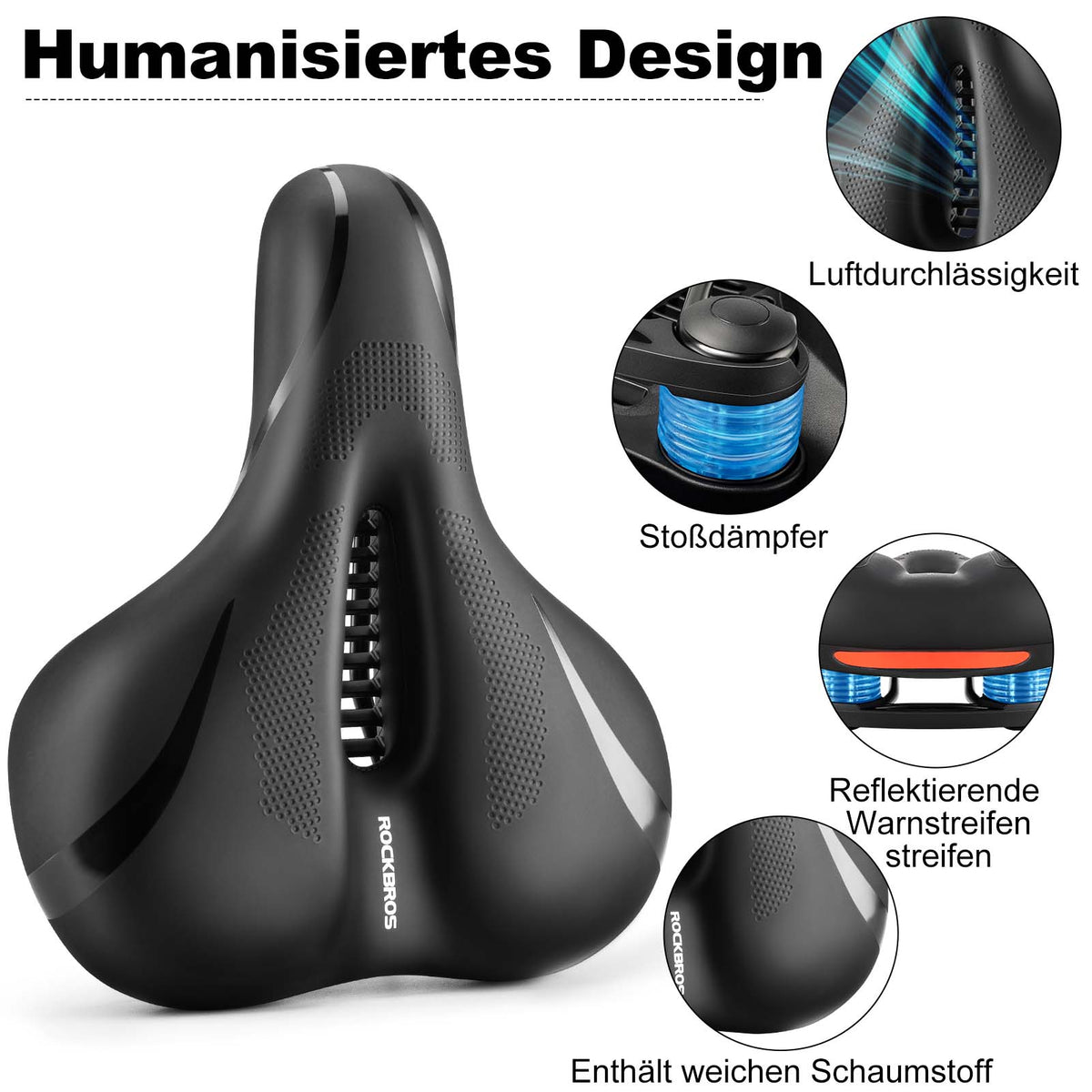 ROCKBROS Fahrradsattel Memory Foam Atmungsaktiv Gel Sattel – ROCKBROS-DE