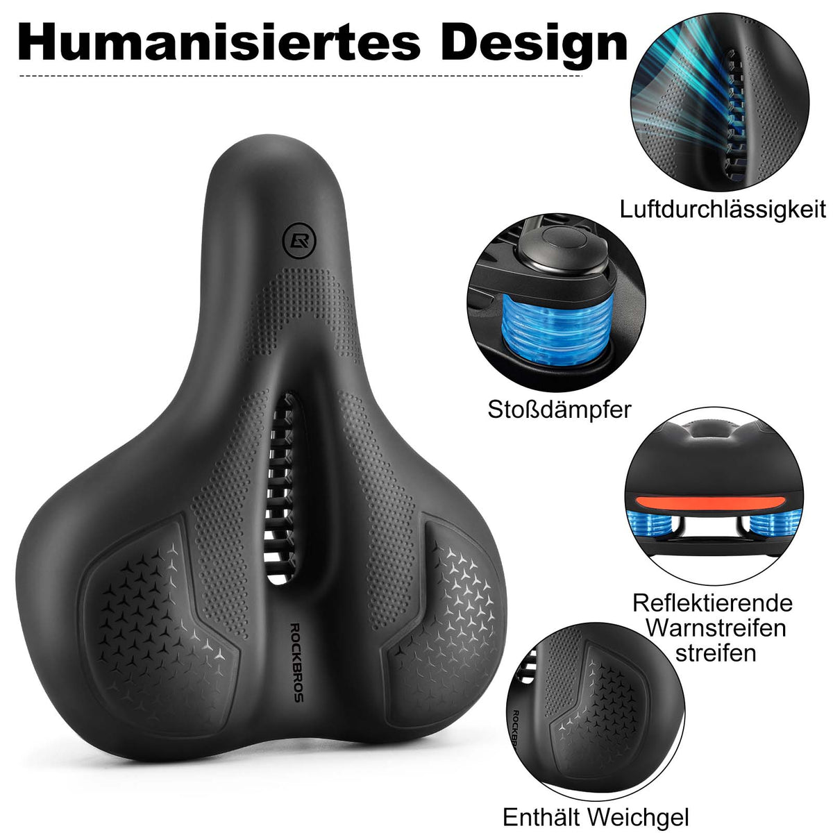 ROCKBROS Fahrradsattel Memory Foam Atmungsaktiv Gel Sattel – ROCKBROS-DE