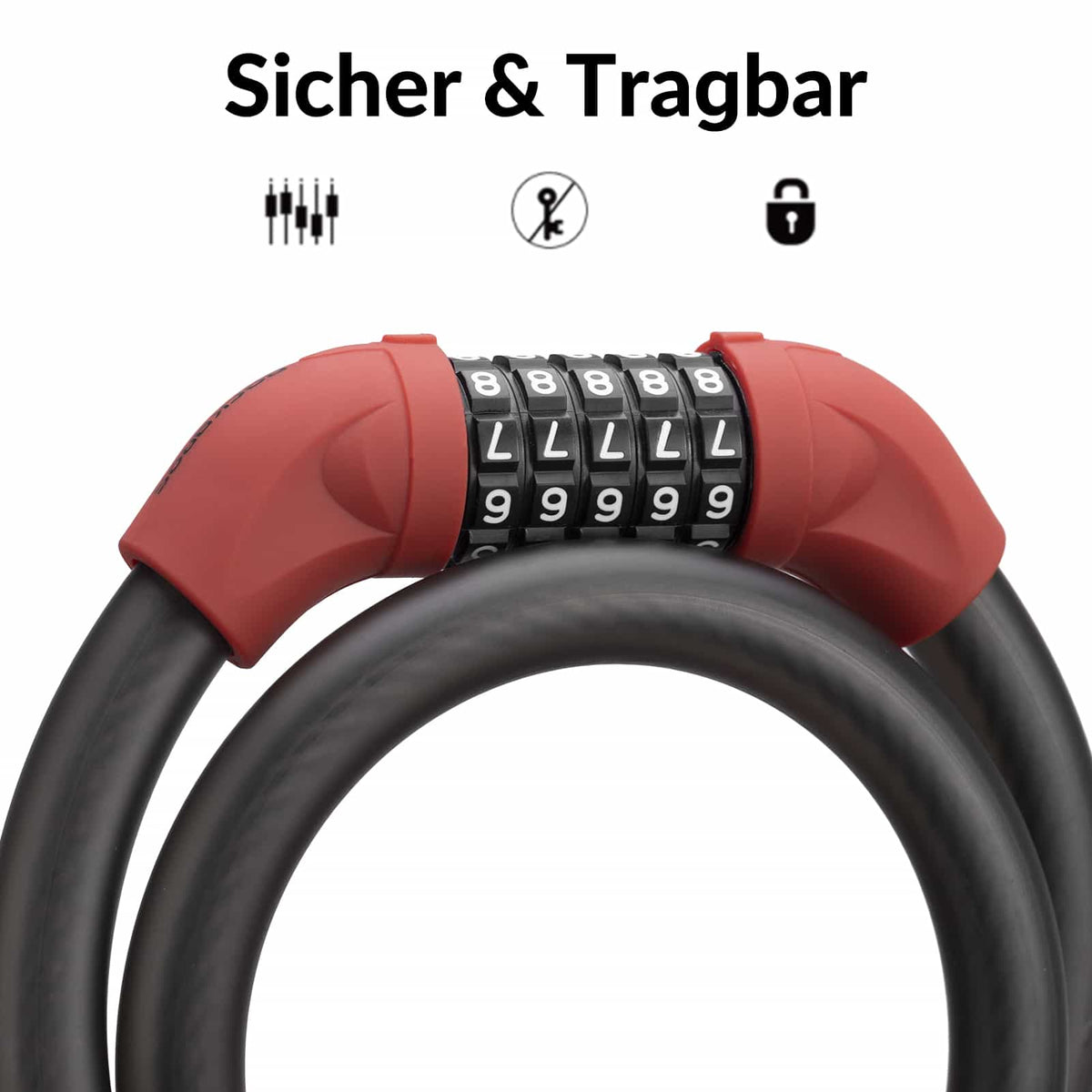 fahrradschloss code einstellen ROCKBROS Fahrradschloss Kabelschloss Zahlenschloss mit 5-stelliges Zah – ROCKBROS-DE
