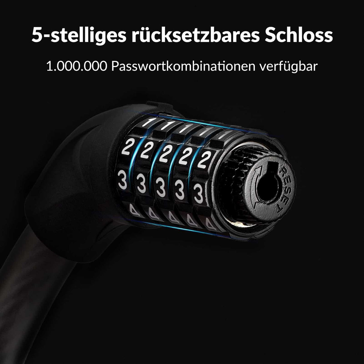 ROCKBROS Fahrradschloss Kabelschloss Zahlenschloss mit 5-stelliges Zahlencode - ROCKBROS-EU