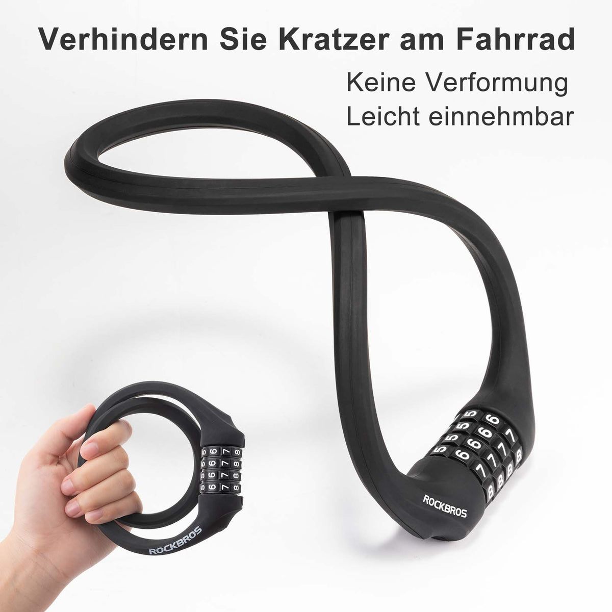 Fahrradschloss mit 4-Stellig Zahlencode 65cm lang – ROCKBROS-DE