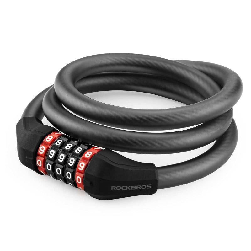 ROCKBROS Fahrradschloss mit 5-stelligem Zahlencode aus PVC und Stahl –  ROCKBROS-DE