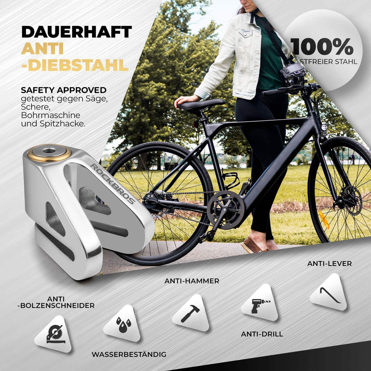Fahrradschloss Wasserdicht Sicherheitsschloss für Motorrad/Fahrrad – ROCKBROS-DE
