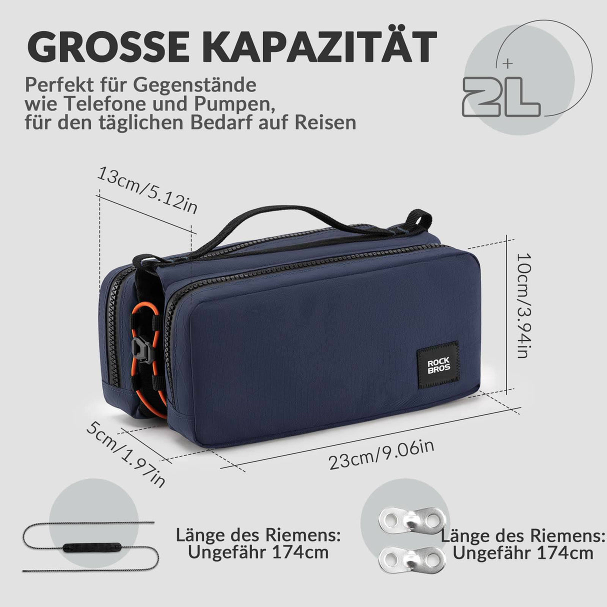 ROCKBROS Fahrradtasche Rahmentasche mit Schultergurt Oberrohrtasche - ROCKBROS-EU