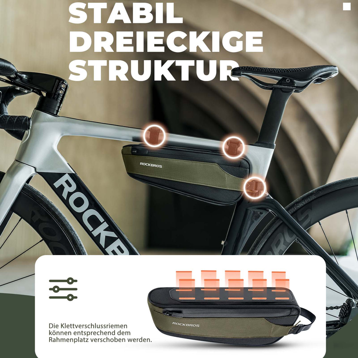 ROCKBROS Fahrradtasche Reflektierende Kapazität von 1,4L Rahmentasche - ROCKBROS-EU