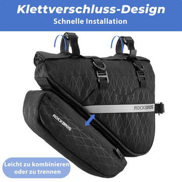 ROCKBROS Fahrradtasche Set 2 in 1 Abnehmbar Rahmentasche 1,3+0,7 L Schwarz  – ROCKBROS-DE