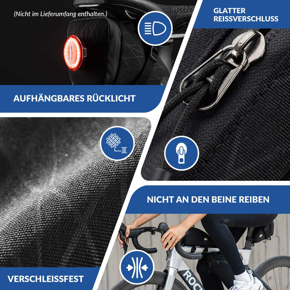 ROCKBROS Fahrradtasche Set Rahmentasche*2+Satteltasche*1 mit Verstellbarer Schultergurt 1,2L - ROCKBROS-EU