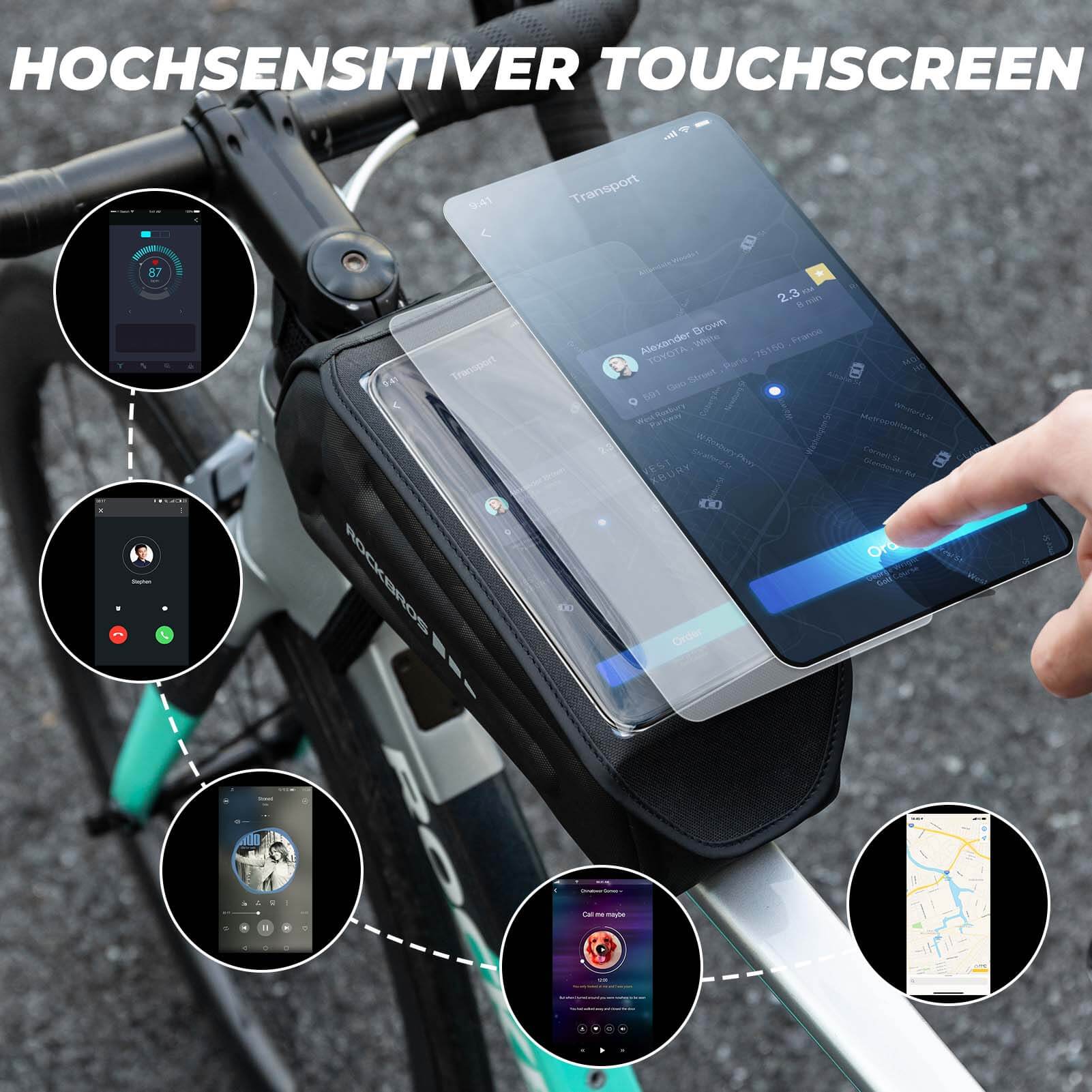 ROCKBROS Fahrradtasche Wasserdicht Handytasche Touchscreen für Smartphone 6,8 Zoll - ROCKBROS-EU