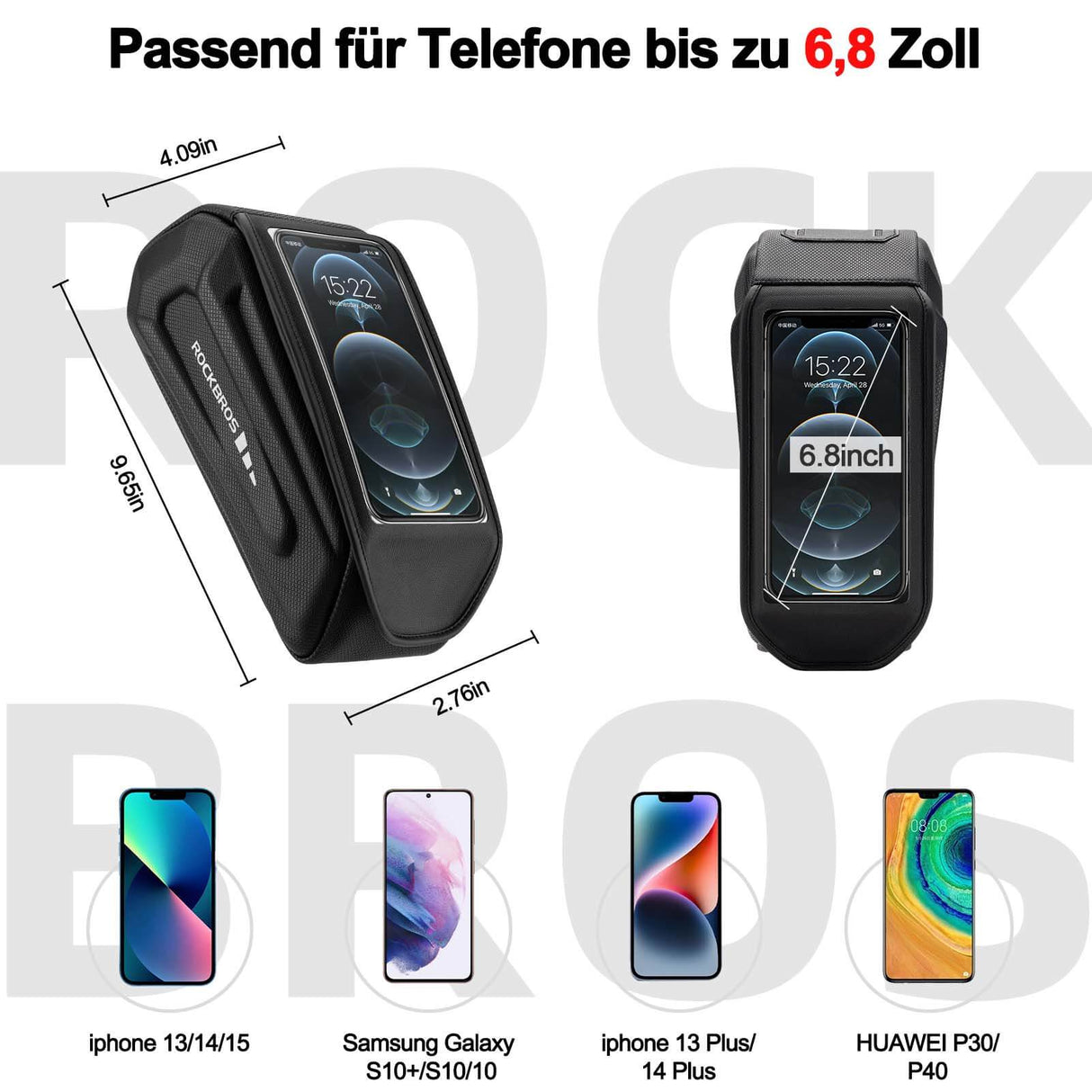 ROCKBROS Fahrradtasche Wasserdicht Handytasche Touchscreen für Smartphone 6,8 Zoll - ROCKBROS-EU