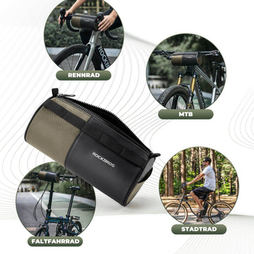 fahrradtasche bicycles ROCKBROS Bicycle Bag Cylindrical Handlebar Bag 1.7L with Shoulder Stra – ROCKBROS-DE
