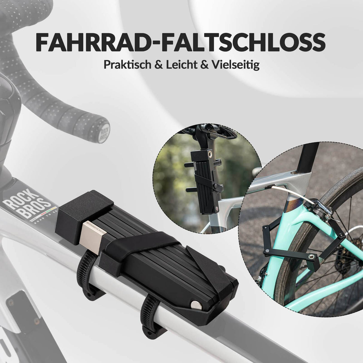 ROCKBROS Faltschloss Fahrradschloss Sicherer Diebstahlschutz mit Halterung 88cm - ROCKBROS-EU