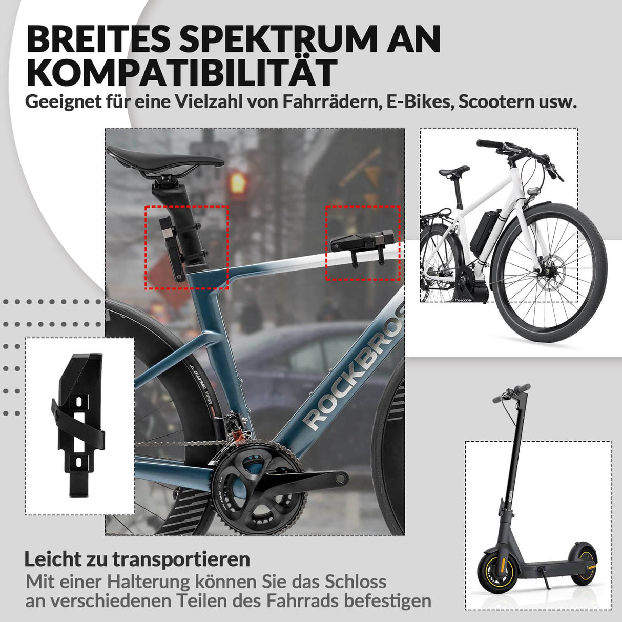 ROCKBROS Faltschloss Fahrradschloss Sicherer Diebstahlschutz mit Halterung 88cm - ROCKBROS-EU