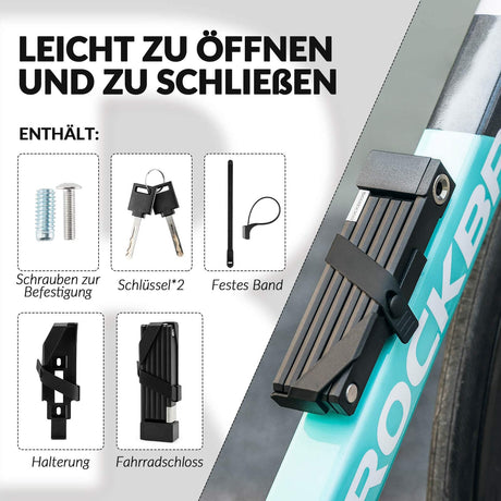 ROCKBROS Faltschloss Fahrradschloss Sicherer Diebstahlschutz mit Halterung 88cm - ROCKBROS-EU