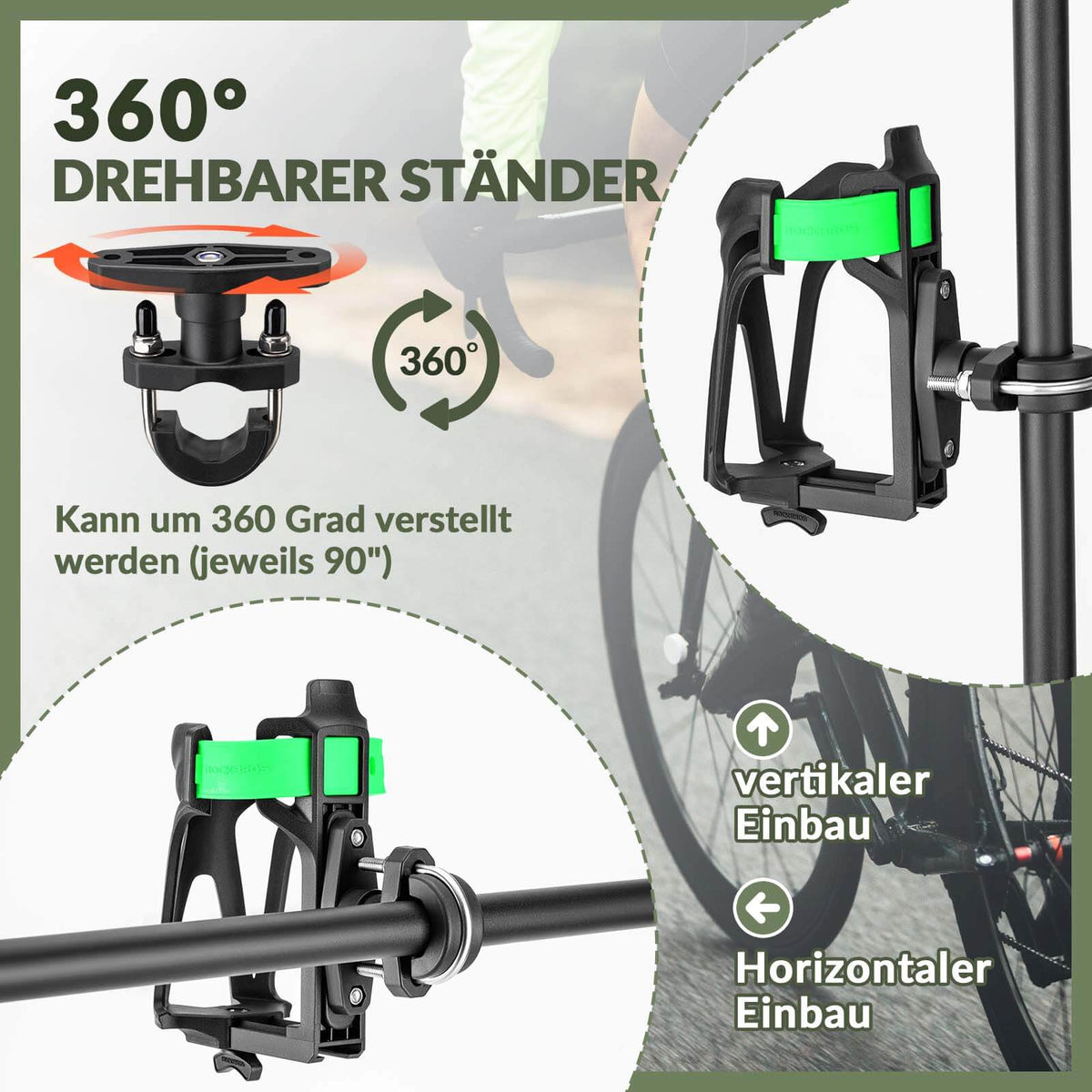 ROCKBROS Fietsfleshouder Adapter, Fietsbekerhouder voor 2 Waterflessen Aluminium Verstelbare Fietsvervanging Fleshouder Fietstoebehoren Waterdicht