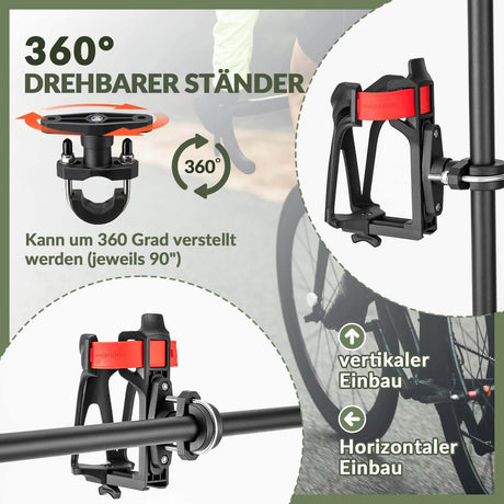 ROCKBROS Flaschenhalter Einstellbar Fahrrad Getränkehalter 360° Drehbar - ROCKBROS-EU