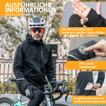 ROCKBROS Winter Fahrradjacke Winddicht – Mit TPU-Touchscreen