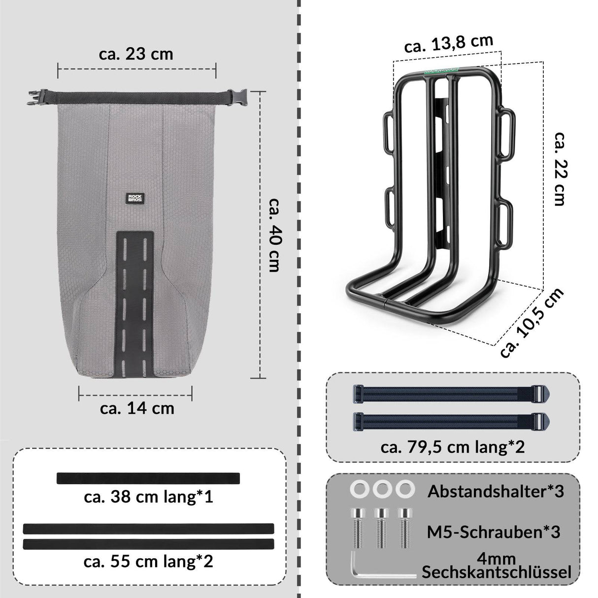 ROCKBROS Gepäckträgertasche Gepäckträger für Vordergabel 2,7 L, Wasserdicht - ROCKBROS-EU