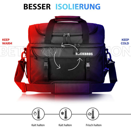 ROCKBROS Gepäckträgertasche mit Schultergurt Kühltasche isolierte Lunch Tasche Schwarz - ROCKBROS-EU