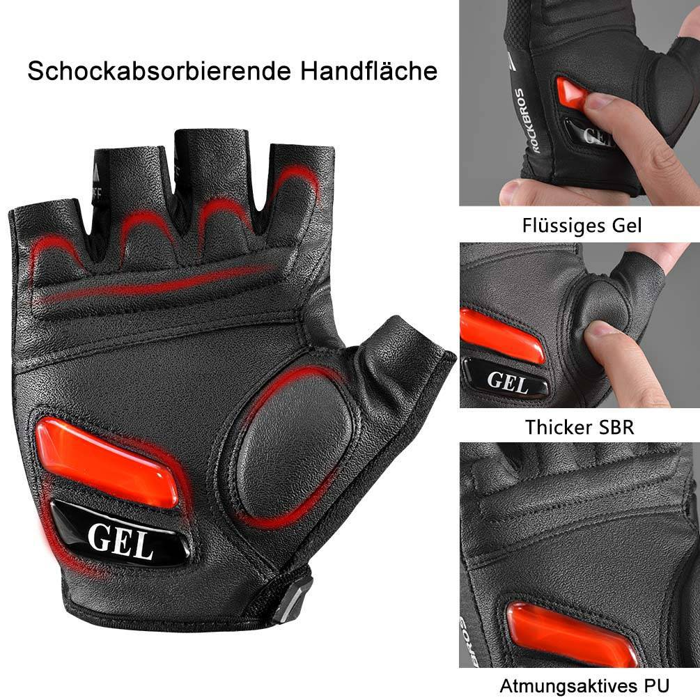 ROCKBROS Halbfinger MTB Handschuhe für Herren und Damen rutschfeste - ROCKBROS-EU