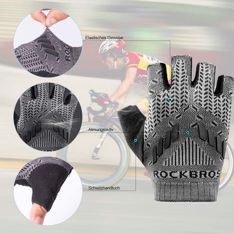 ROCKBROS Half Finger Shock Absorbing Cycling Handschuhe Sommer Herren - ROCKBROS-EU