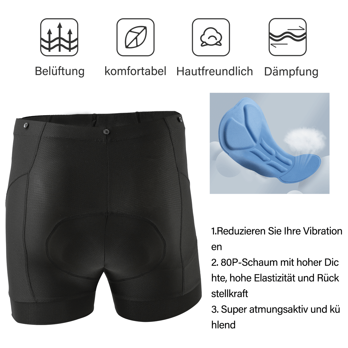 ROCKBROS Herren Radhose mit abnehmbarer gepolsterter - ROCKBROS-EU