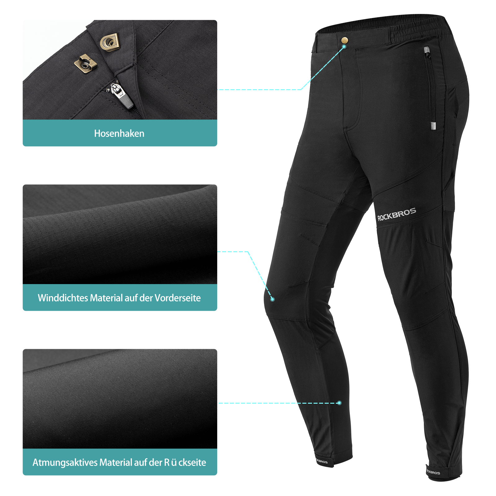 ROCKBROS Herren Radhose mit abnehmbarer gepolsterter - ROCKBROS-EU