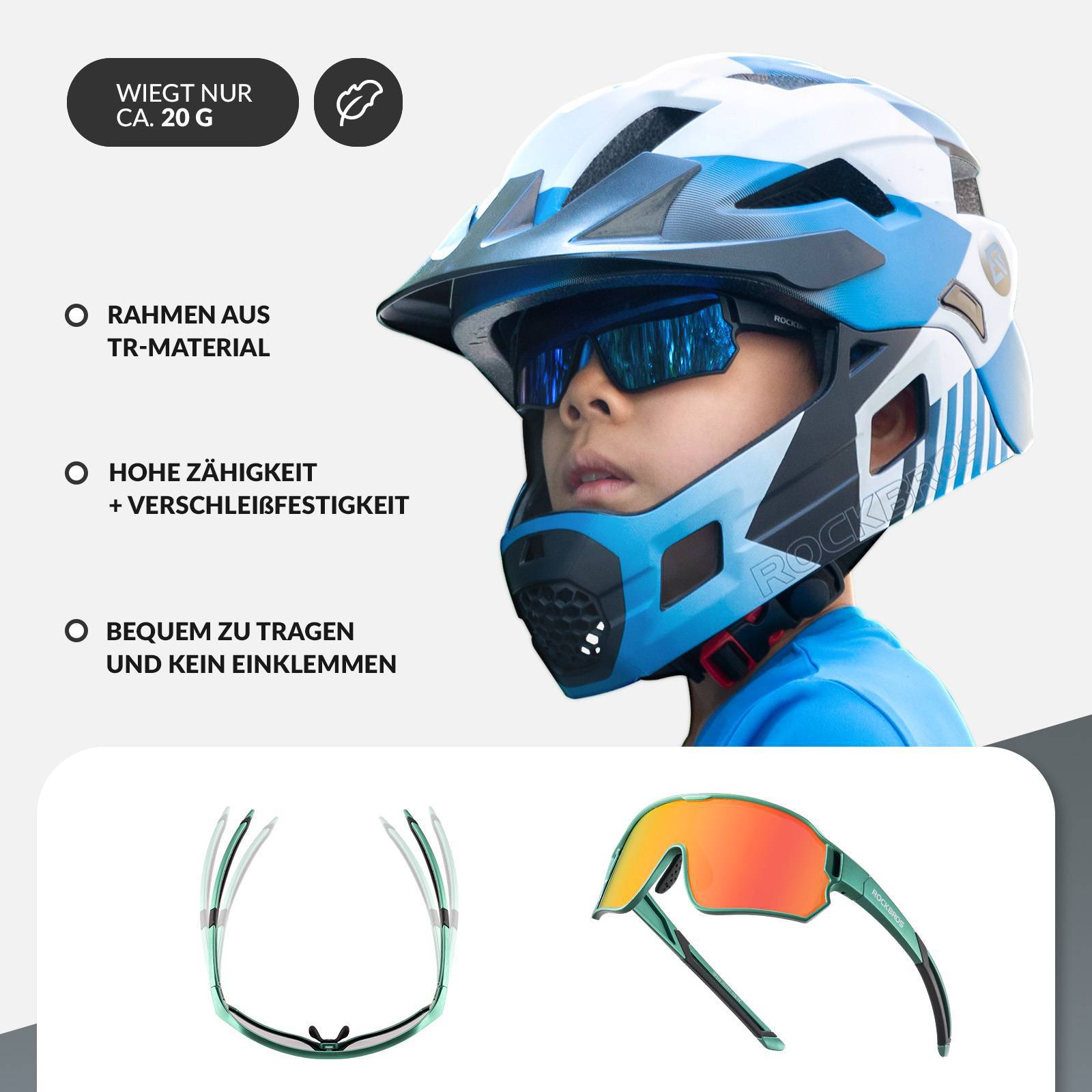 ROCKBROS Kinder Fahrradbrille UV400-Schutz Polarisierte Sonnenbrille - ROCKBROS-EU