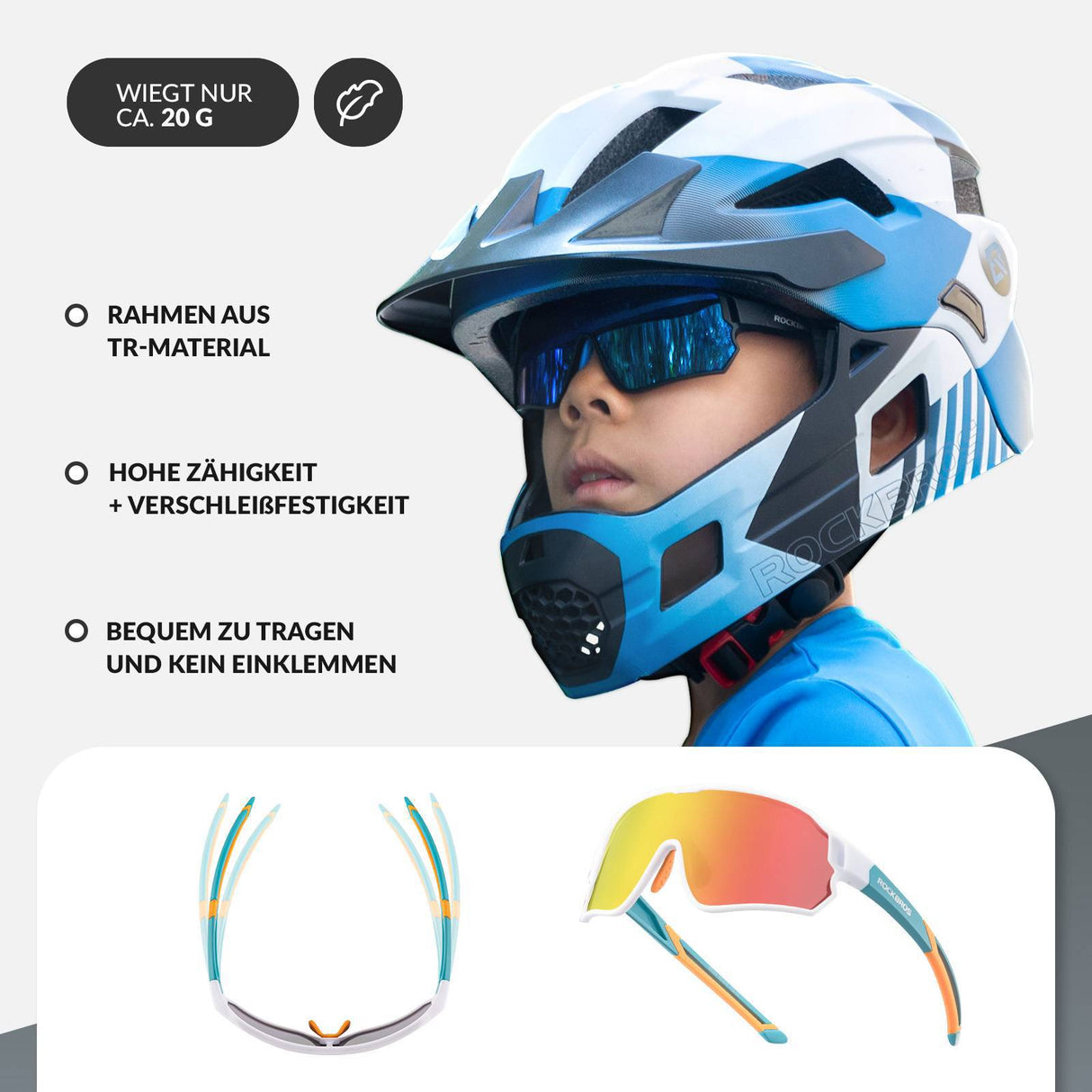 ROCKBROS Kinder Fahrradbrille UV400-Schutz Polarisierte Sonnenbrille - ROCKBROS-EU