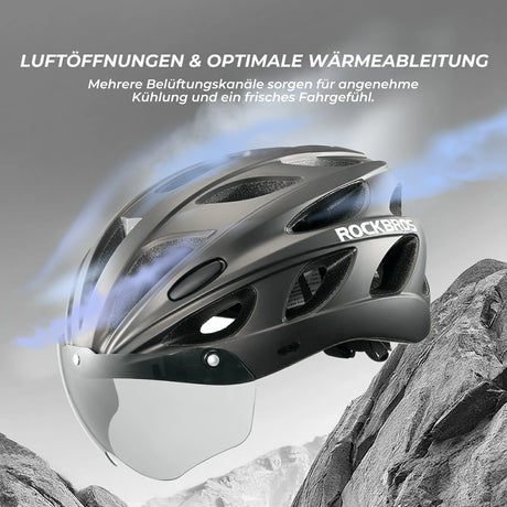 ROCKBROS Kinder-Fahrradhelm mit integrierter und abnehmbarer Magnetbrille sowie Visier