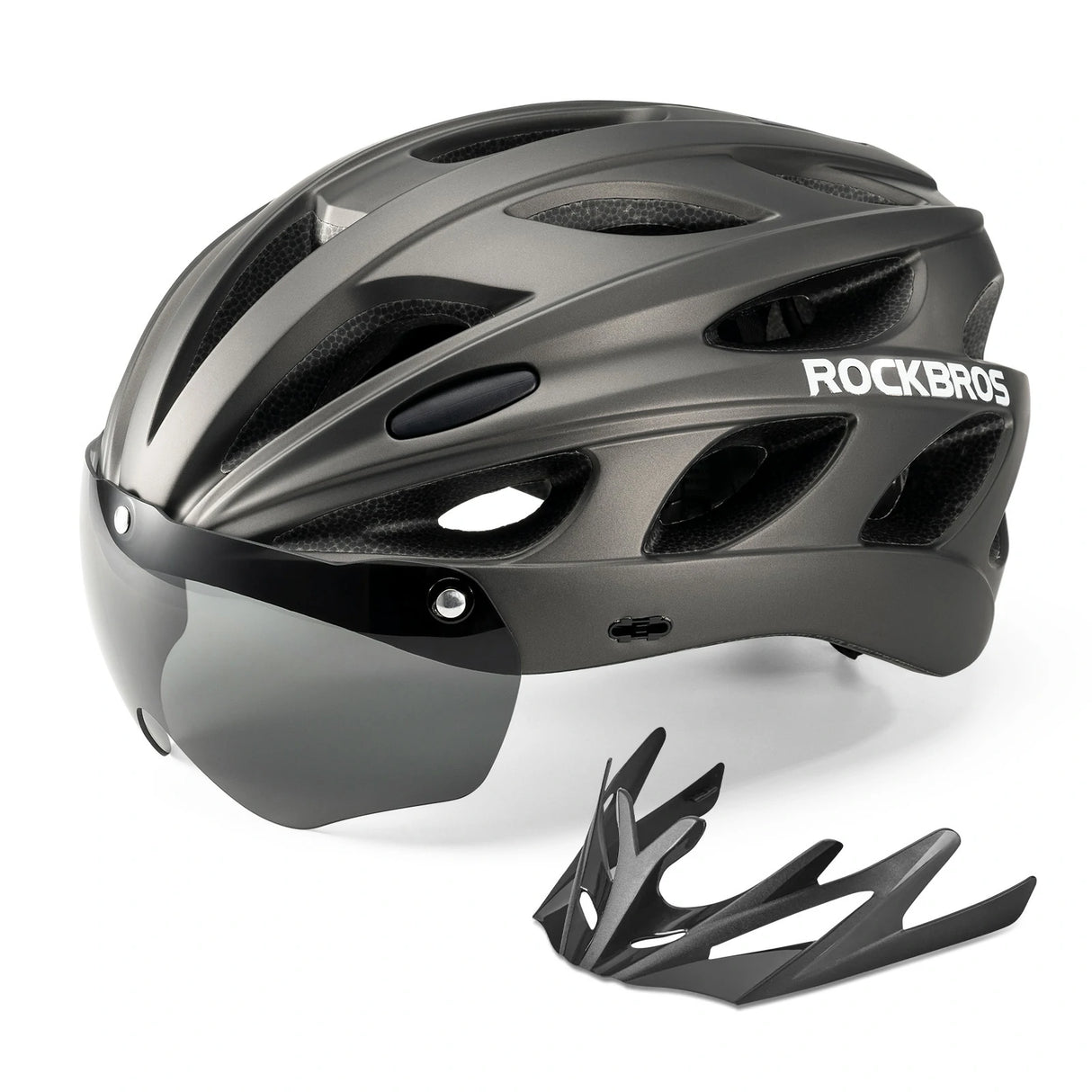 ROCKBROS Kinder-Fahrradhelm mit integrierter und abnehmbarer Magnetbrille sowie Visier