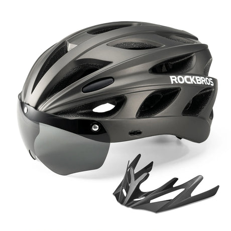 ROCKBROS Kinder-Fahrradhelm mit integrierter und abnehmbarer Magnetbrille sowie Visier