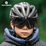 ROCKBROS Kinder-Fahrradhelm mit integrierter und abnehmbarer Magnetbrille sowie Visier