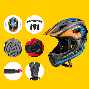 ROCKBROS children's helmet integrated bicycle helmet with removable ch –  ROCKBROS-DE