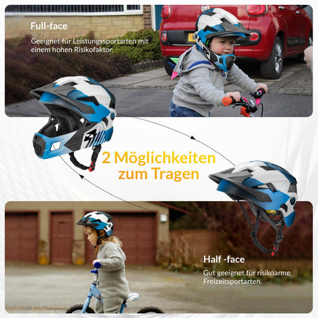 ROCKBROS Kinderhelm BMX MTB Downhill Helm mit Abnehmbarem Kinnschutz und Krempe - ROCKBROS-EU