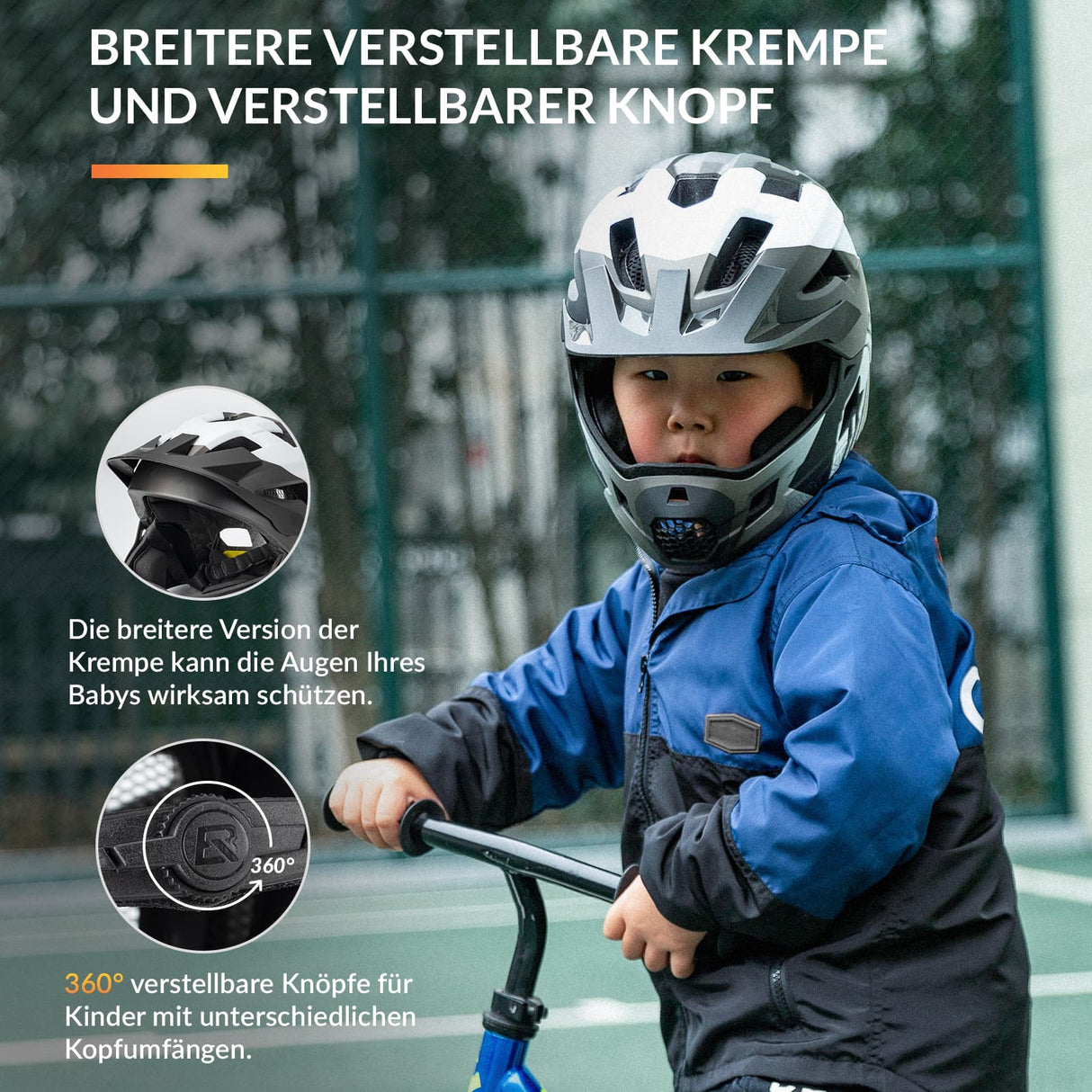 ROCKBROS Kinderhelm BMX MTB Downhill Helm mit Abnehmbarem Kinnschutz und Krempe - ROCKBROS-EU