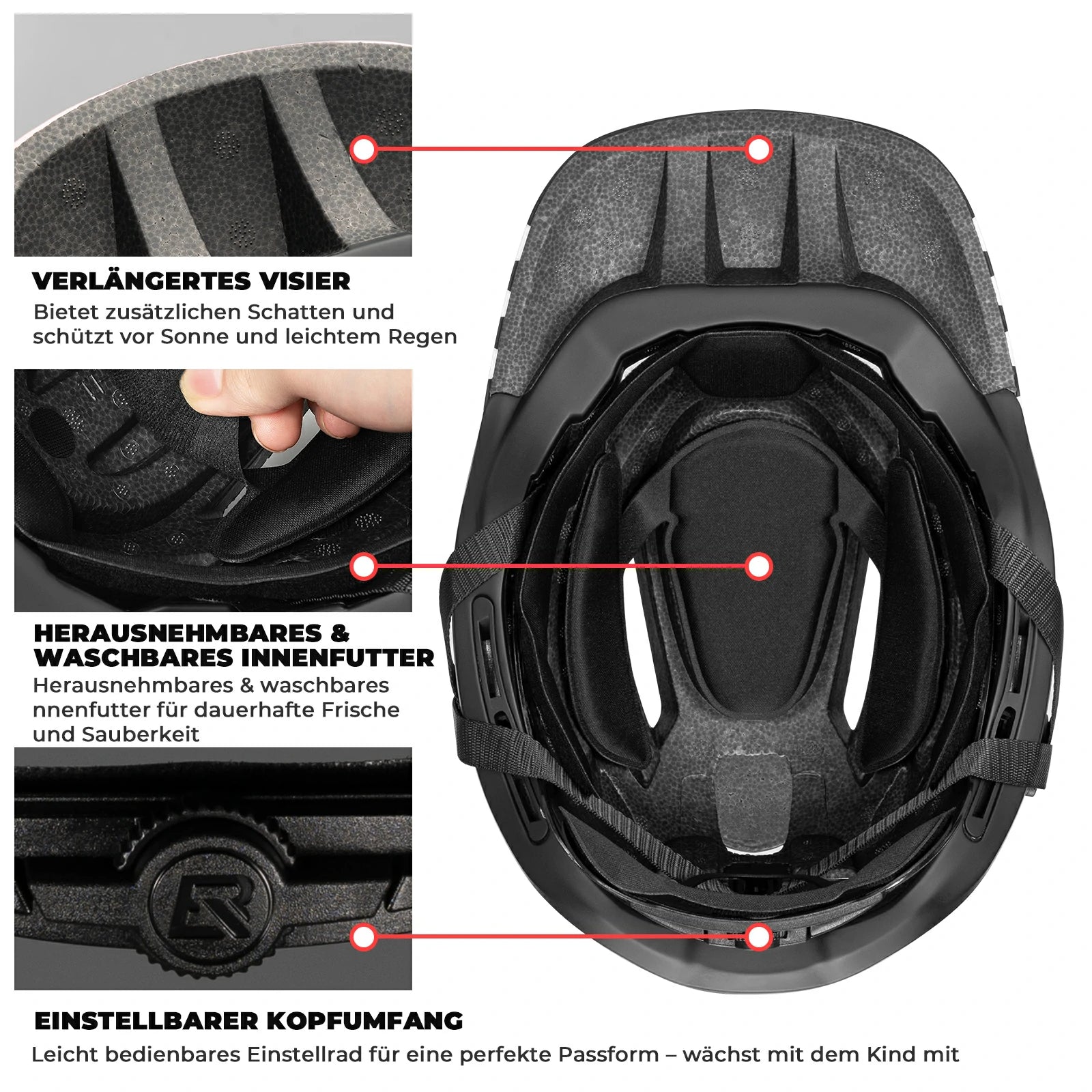 rockbros cartoon integral kinderhelm, 2-in-1 mit einem klick abnehmbarem kinnschutz