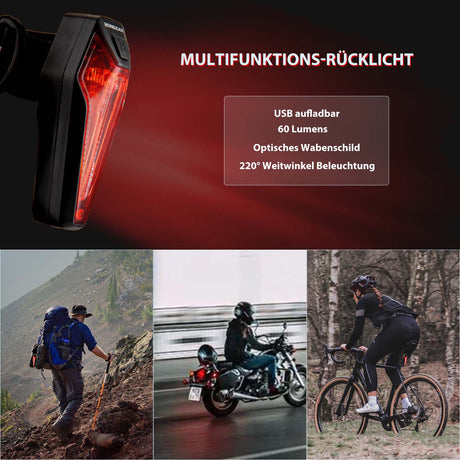 ROCKBROS LED hinten Fahrradlicht Aufladbarer IPX5 Wasserdicht - ROCKBROS-EU