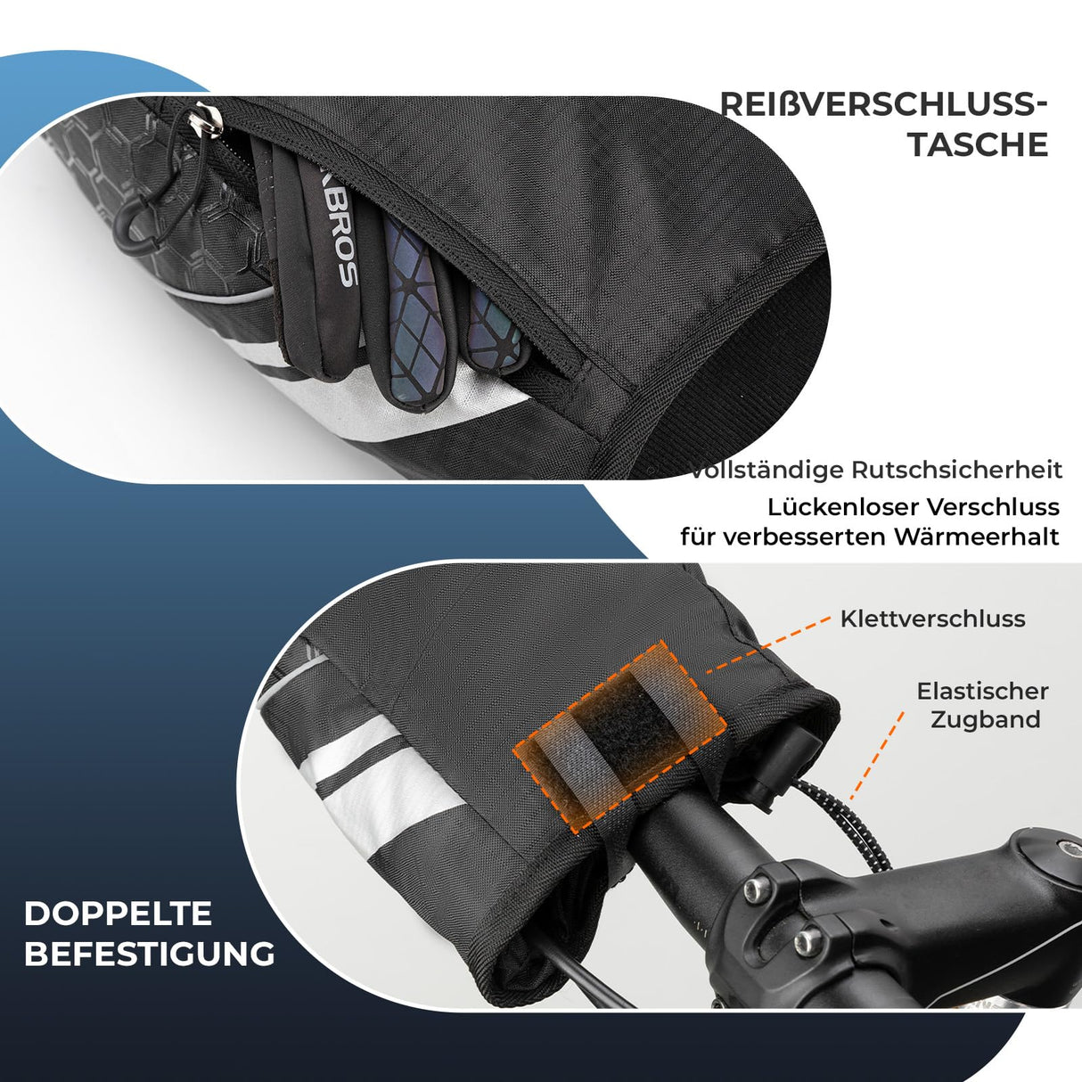 ROCKBROS Lenkerstulpen – Gefüttert & Schwarz für Vollständige Abdichtung