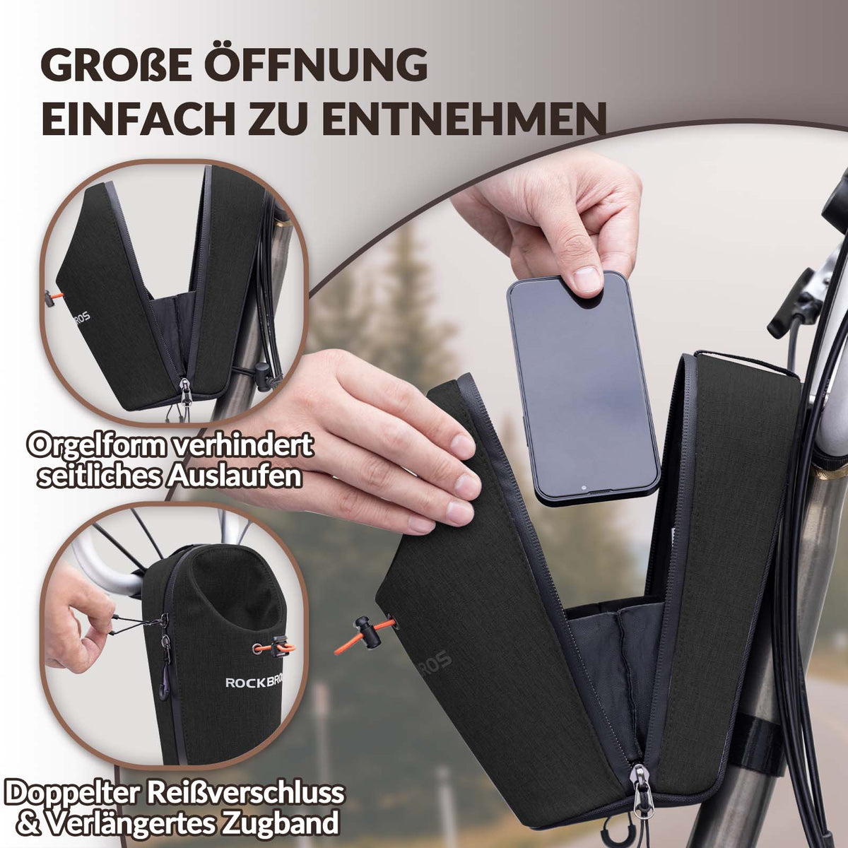 lenkertasche mit flaschenhalter Multifunktionale Lenkertasche & Trinkflaschenhalter – ROCKBROS-DE