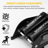 ROCKBROS Luftpumpe Fußpumpe mit Doppelzylinder Manometer - ROCKBROS-EU