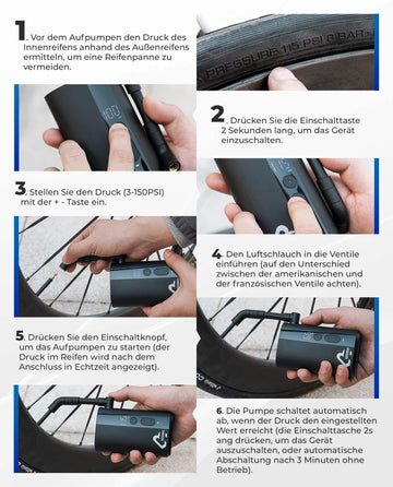 beste akku fahrradpumpe ROCKBROS Mini Elektrische Akku Luftpumpe 5000mAh mit LCD-Bildschirm –  ROCKBROS-DE