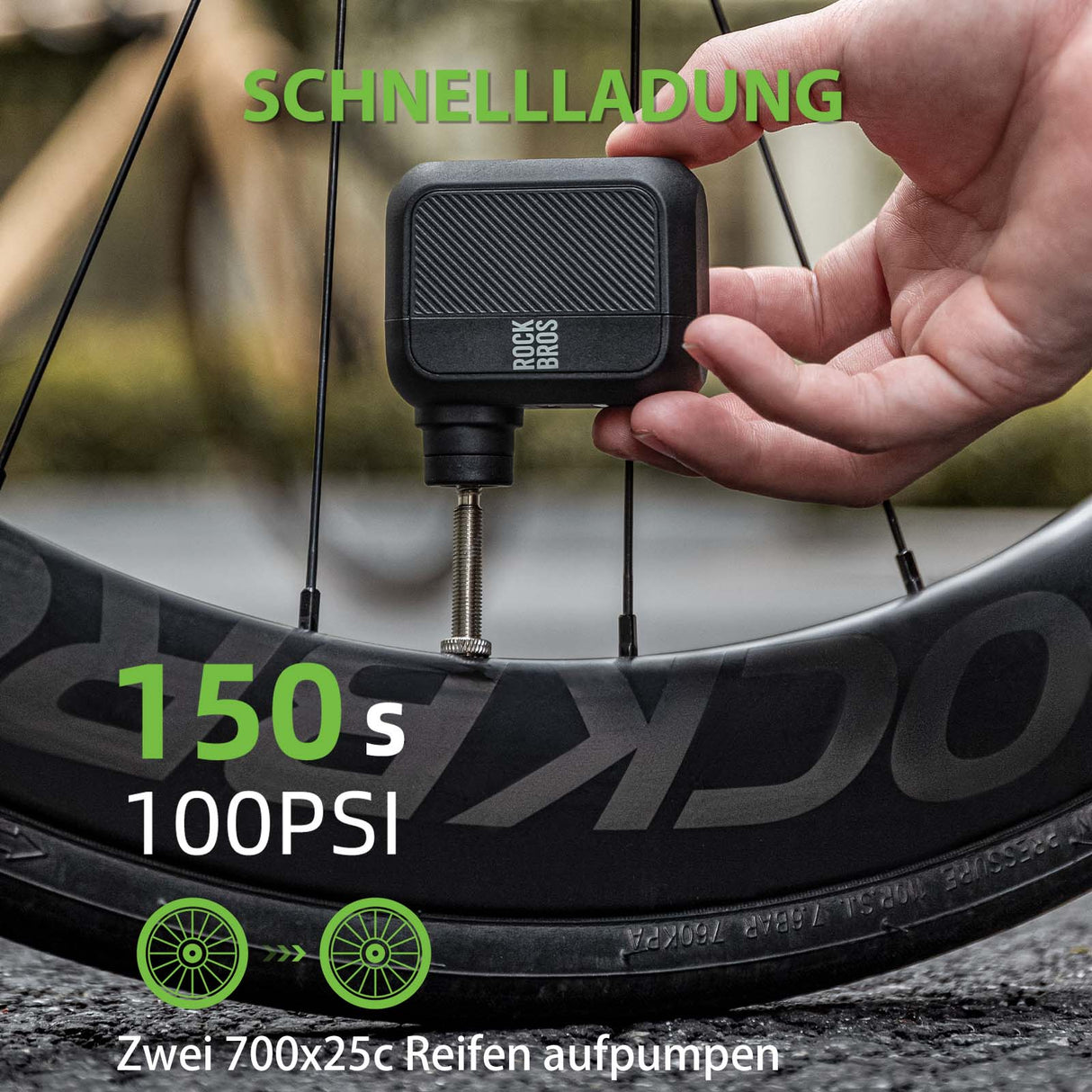 ROCKBROS MINI-Elektrische Fahrradpumpe AS110 Schnelles Aufladen Type-C - ROCKBROS-EU