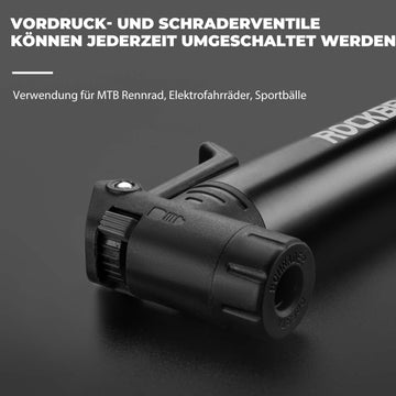 ROCKBROS Mini Fahrrad Luftpumpe mit Ratschenschlüssel 80 PSI Aluminium – ROCKBROS-DE