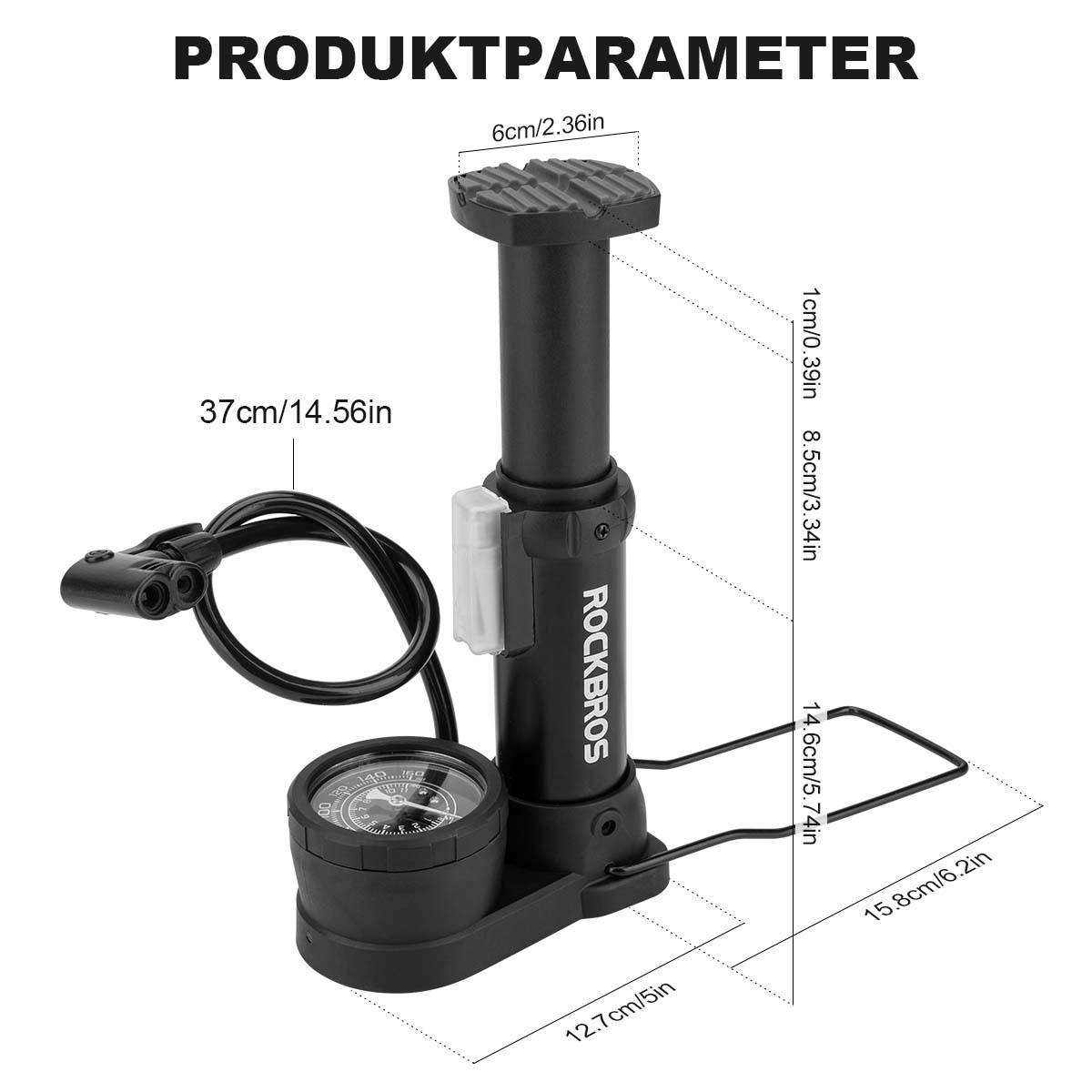 ROCKBROS Mini Fußpumpen Luftpumpe mit Manometer - ROCKBROS-EU