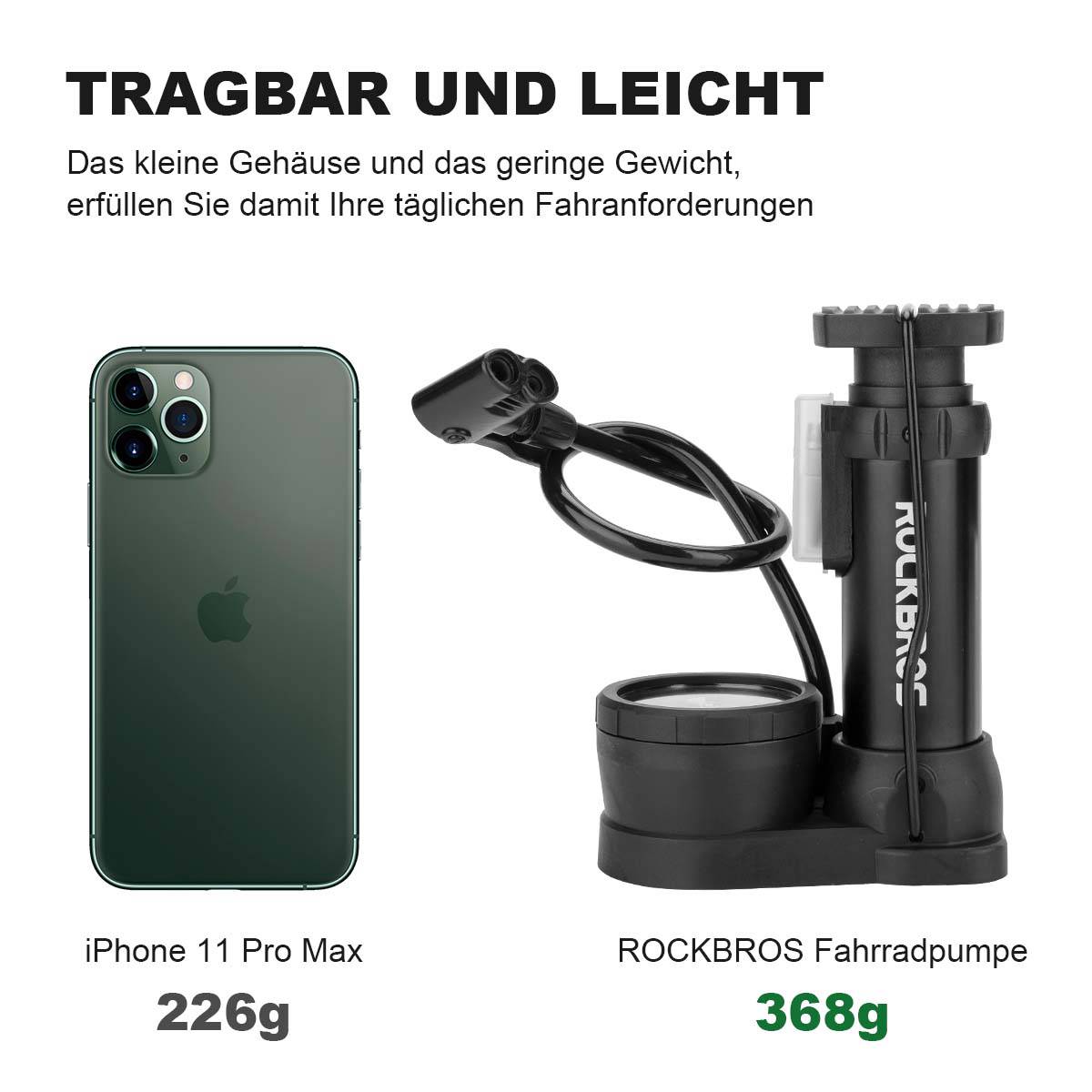 fahrradpumpe mini mit manometer ROCKBROS Mini Fußpumpen Luftpumpe mit Manometer