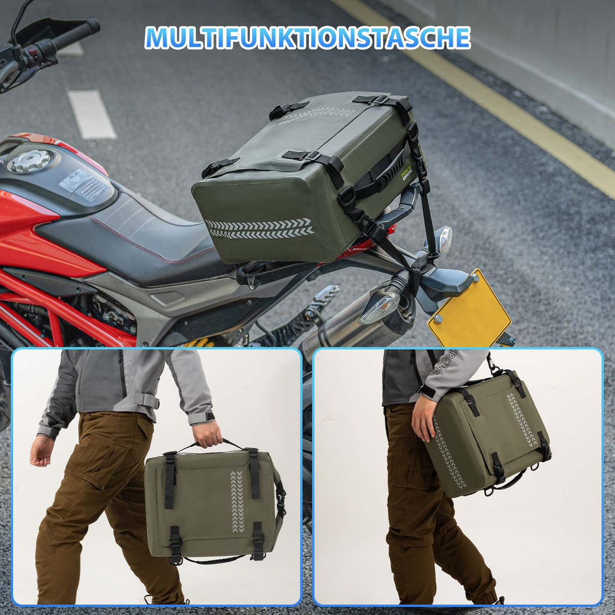 ROCKBROS Motorrad Hecktasche 100% Wasserdichte Motorrad Gepäcktasche ca.30L - ROCKBROS-EU