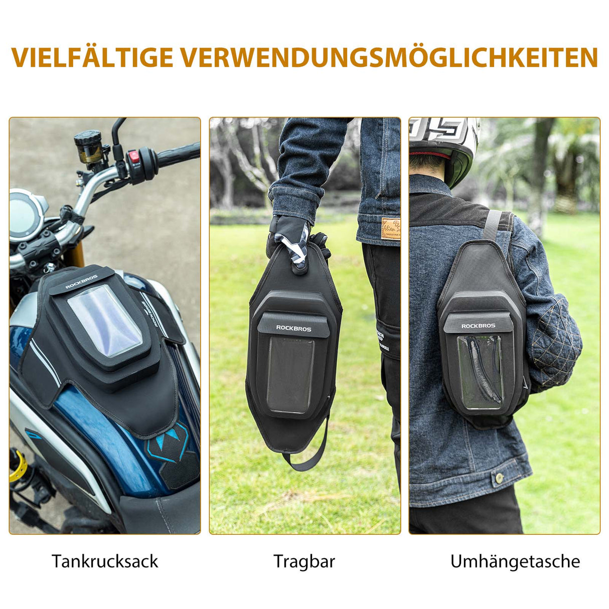 ROCKBROS Motorrad Tankrucksack Wasserdichter Magnet Tanktasche Schwarz - ROCKBROS-EU