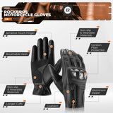 ROCKBROS Motorradhandschuhe Touchscreen Leder Vollfinger Handschuhe Amtungsaktiv - ROCKBROS-EU